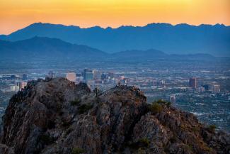 Skyline and mountain range of Phoenix, AZ for the 2025 OTA Annual Meeting in October 2025.